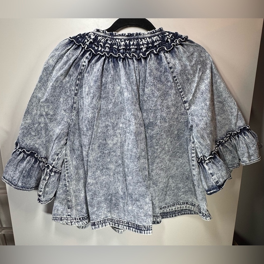 Free People Ainsley Denim Top in Indigo- Size Medium - Picture 5 of 7